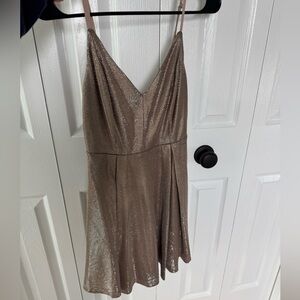 Lulu's Shimmering Gold Mini Dress